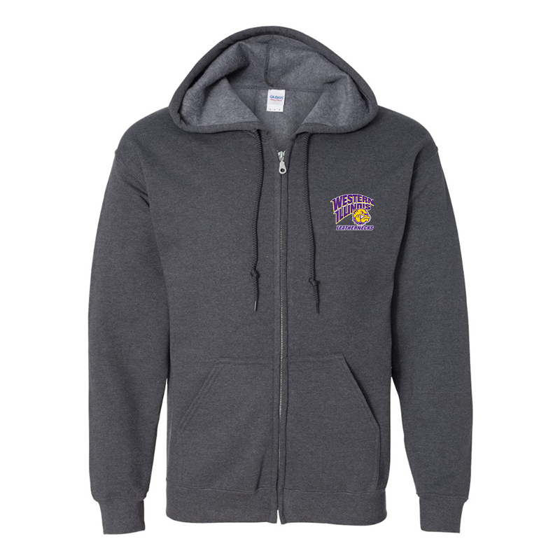Men's Western Illinois Leathernecks Gildan  Heavy Blend Full Zip Hooded Sweatshirt